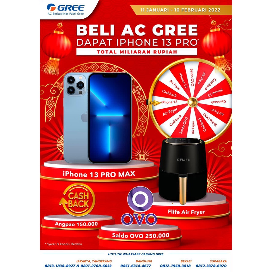 GREE AC Split 3/4 PK GWC-07C3E-S Low Watt 0.75 PK Series GWC07C3E-S ( FREE ONGKIR JKT )