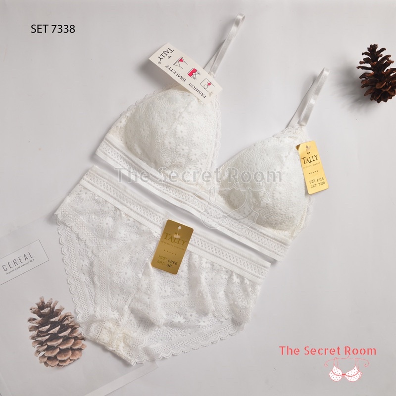 TALLY BRA BH CD SET KEMBEN BRALETTE RENDA 7338 I FREE SIZE I ADA KAIT I BUSA TIPIS I CUP B KECIL