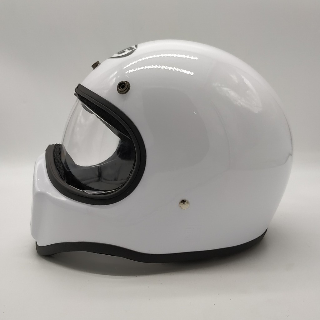 Helm Cakil HBC Polos White Glossy + Inner Visor ( Fullface / Retro / Klasik / Vespa )