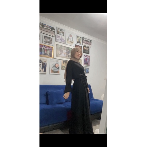 Dres rayon gamis premium wanita bahan adem baju cewe warna hitam elegan gamis model terbaru dress mo