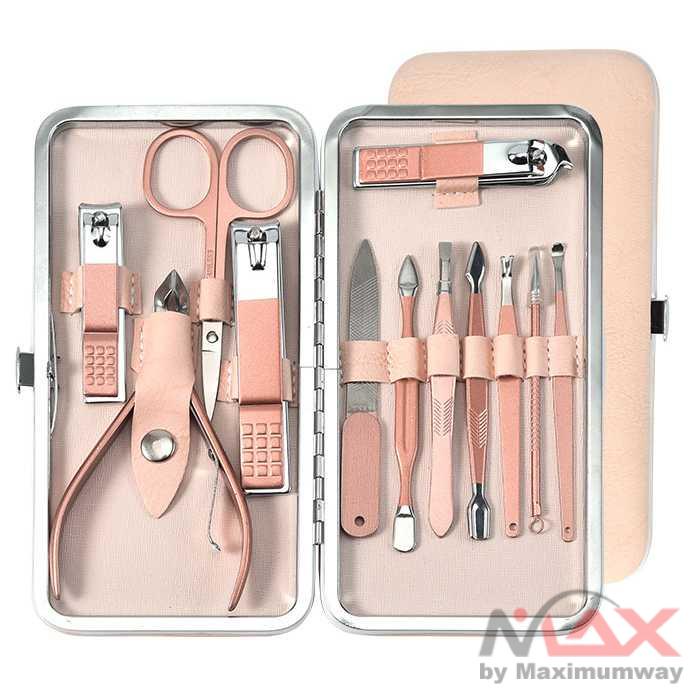 Biutte.co Gunting Kuku Nail Art Set Manicure Pedicure 12 PCS Pinset, gunting alis, kikir kuku, gunting kuku kaki 12Pcs Stainless Steel Nail Clipper File Scissor Ear Pick Manicure Pedicure Tools Nail Kit Professional Set Rose Gold Stainless Steel