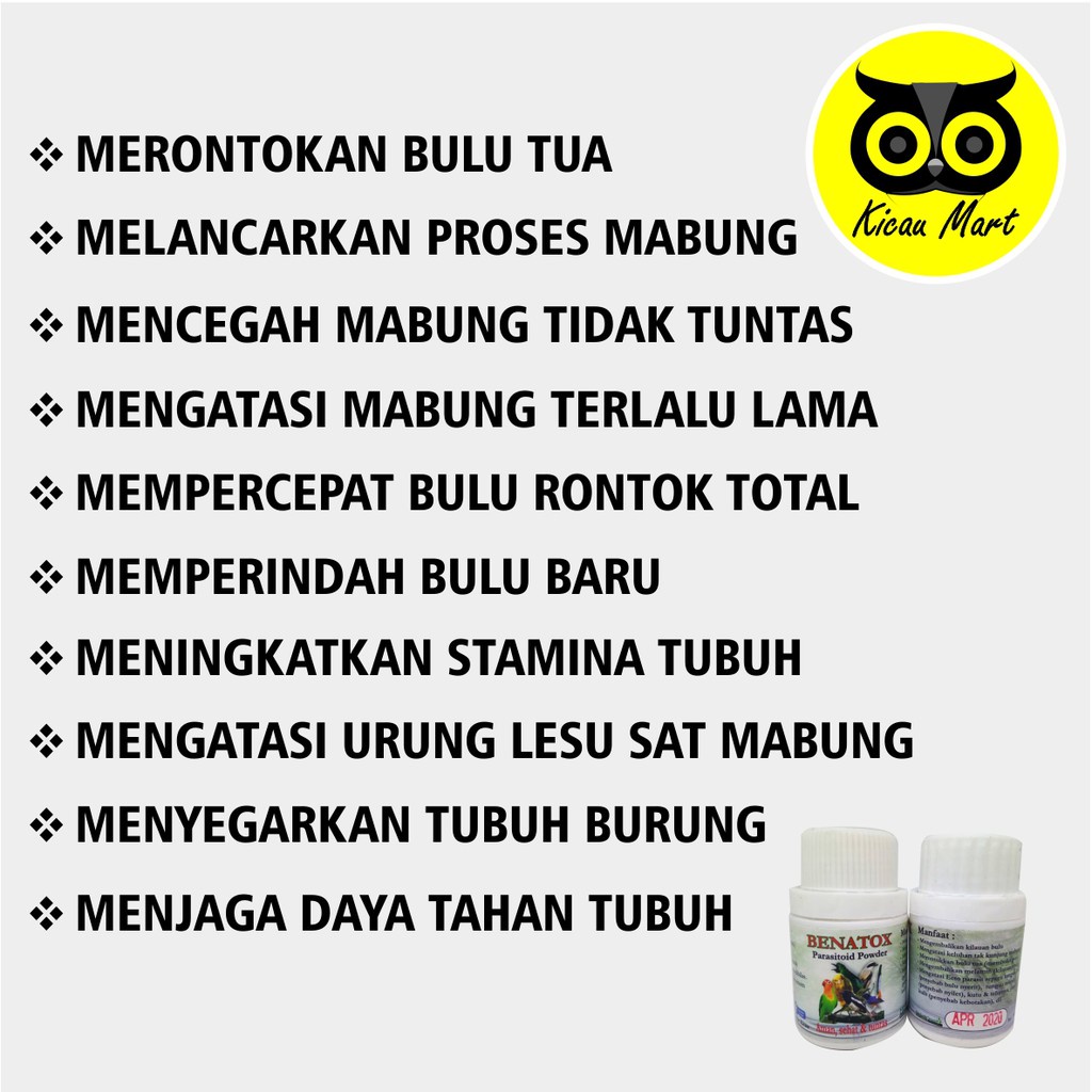 OBAT SHAMPO MANDI SAMPO SERBUK BURUNG BENATOX GOC ATASI MABUNG NGURAK BULU RUSAK KUSAM KUTUAN VTBR9GP