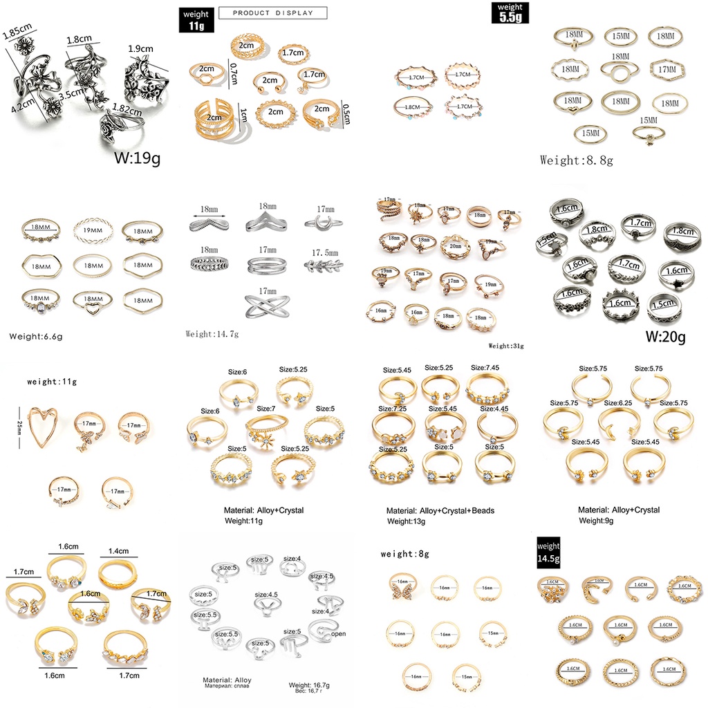 5 / 6Pcs / Set Cincin Knuckle Desain Bintang Bulan Kupu-Kupu Micro Diamond Gaya Boho Untuk Aksesoris