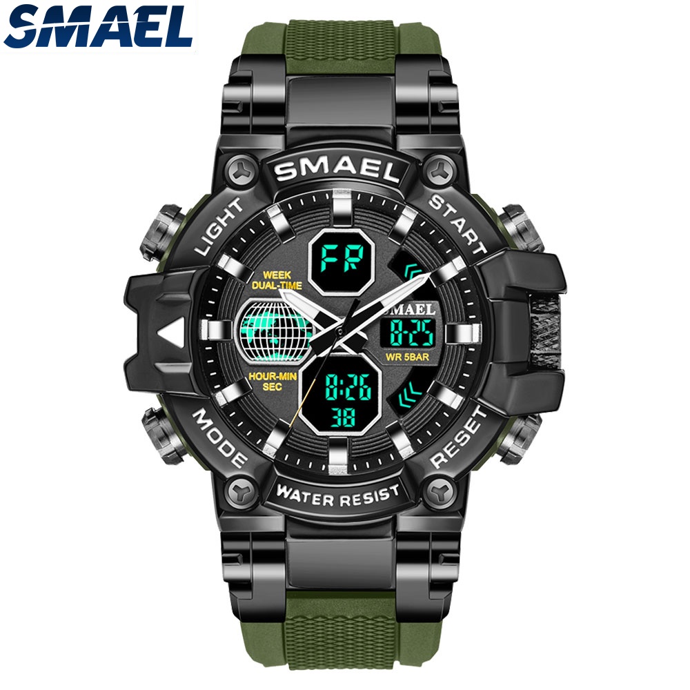 [ORIGINAL SMAEL  8027] GARANSI 1 TAHUN MESIN JAM TANGAN PRIA DUAL TIME