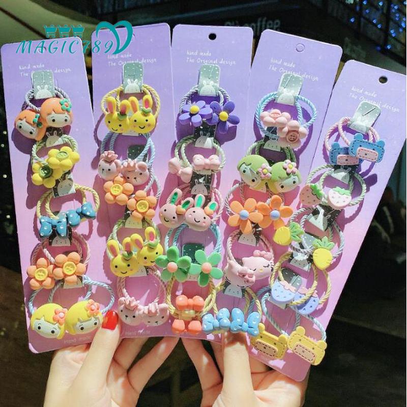 Magic789 Lovely Korean Kids Cartoon Rubber Band Hair Tie for Girl Ponytail Holder Scrunchie