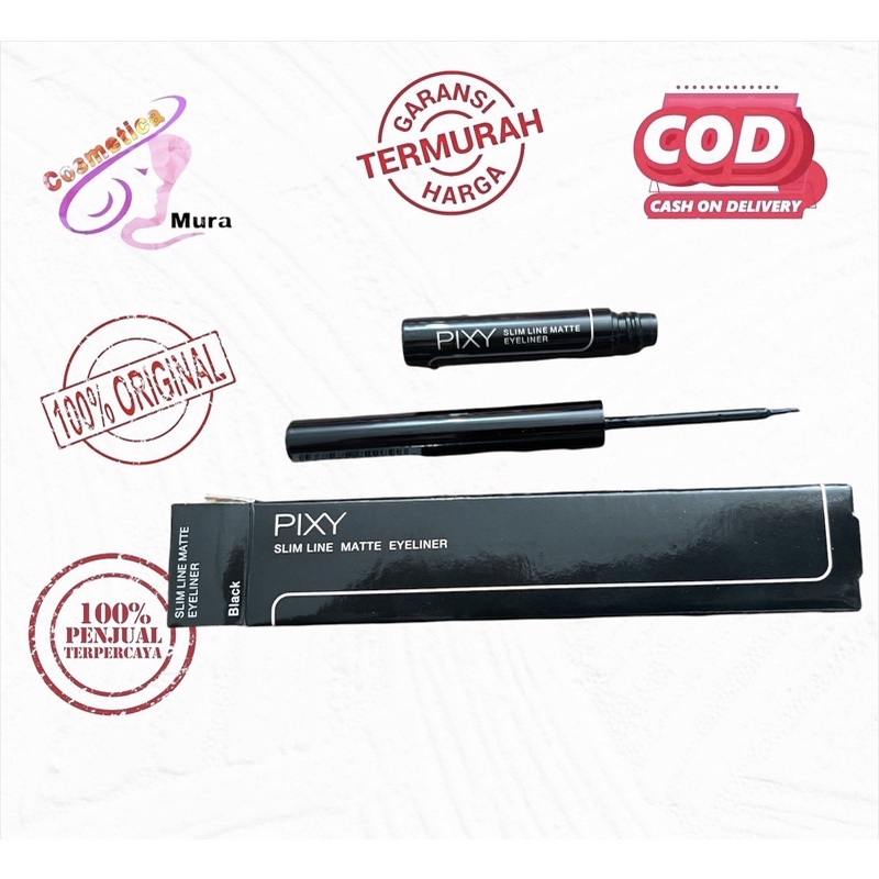 pixy Slim Line Matte eyeliner kuas black - eyeliner pixy Slim matte cair