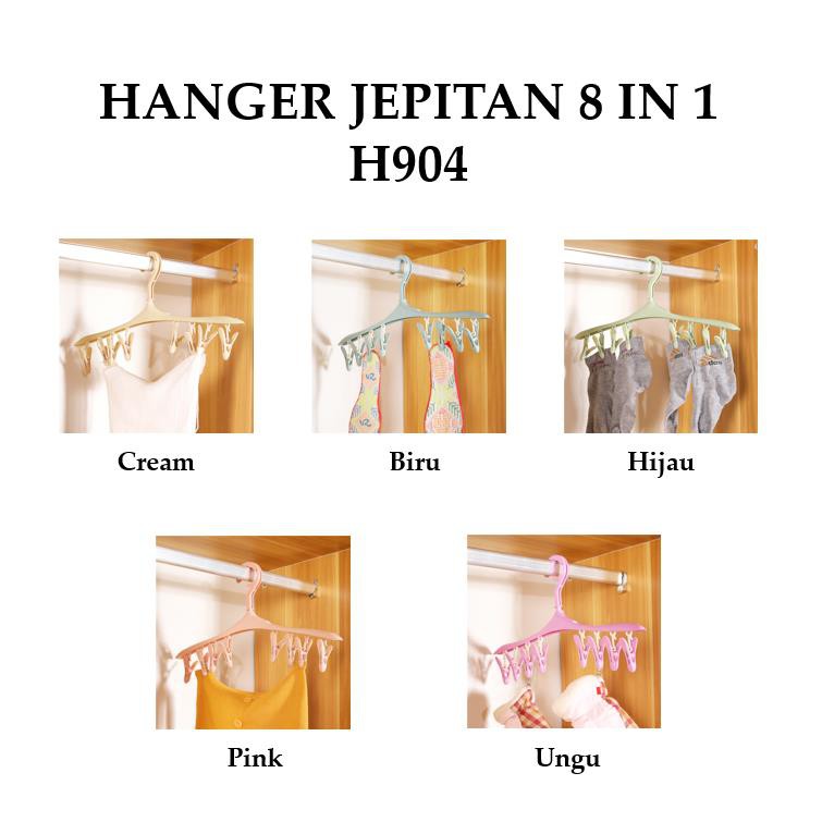 Grosir - H904 Gantungan Jemuran Pakaian / Hanger Jepitan 8 in 1 / Jepitan Jemuran / Hanger