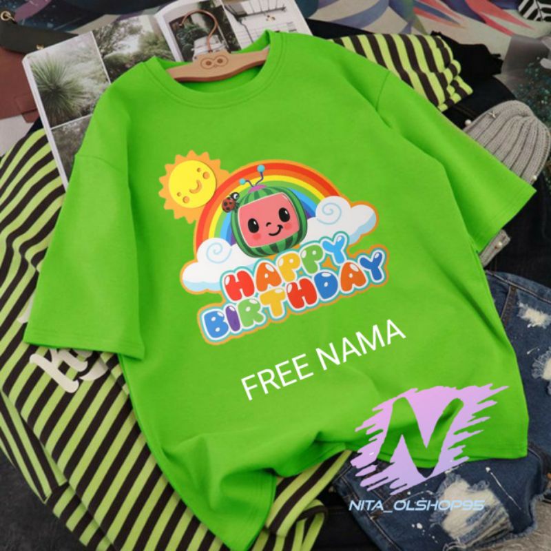 kaos anak cocomelon birthday gratis nama