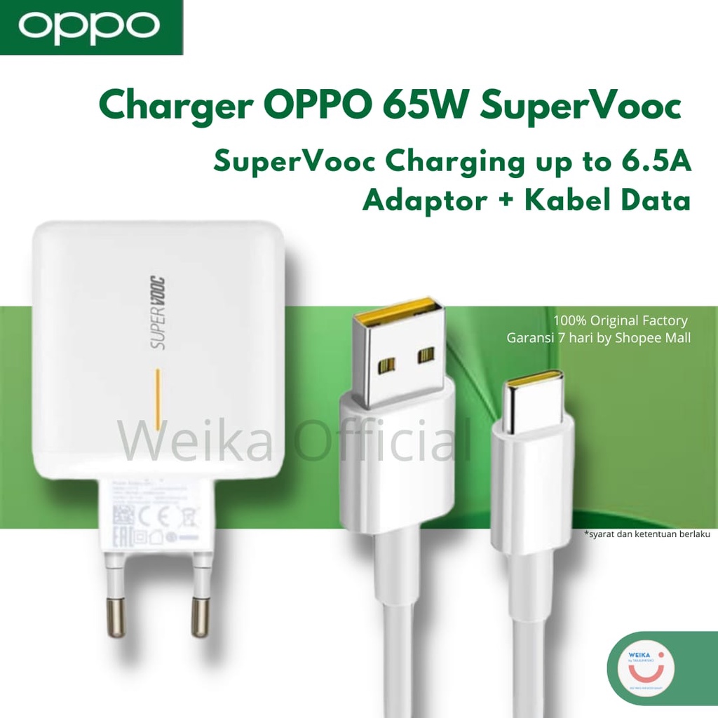 Charger OPPO SuperVooc 65 Watt Fast Charging USB A to C dan C to C