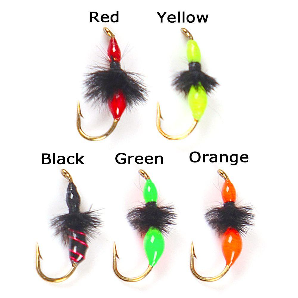 Preva 5pcs Umpan Bionic Isi14# Fishhooks Umpan Simulasi Pancing Burung Unta Rambut Ant Fly Hook