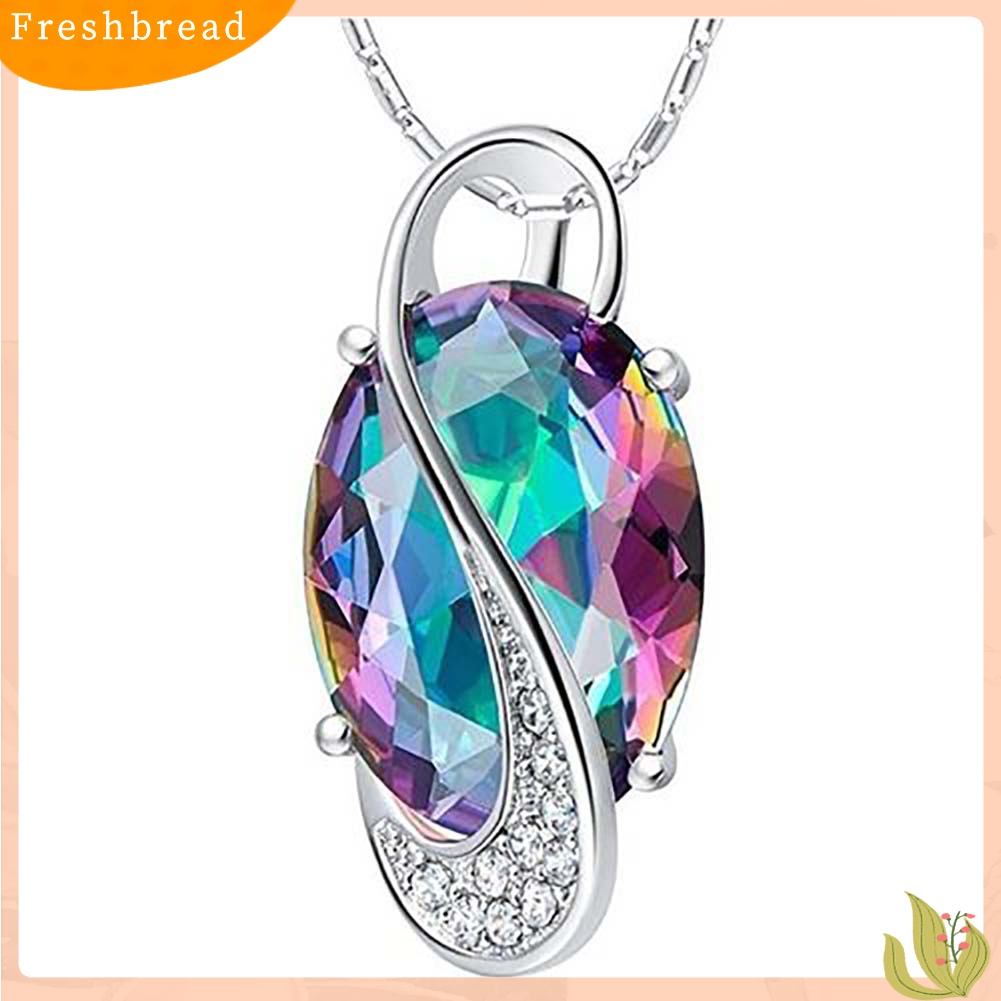 Terlaris Fashion Women Rainbow Faux Topaz Pendant Necklace Earrings Ring Jewelry Set