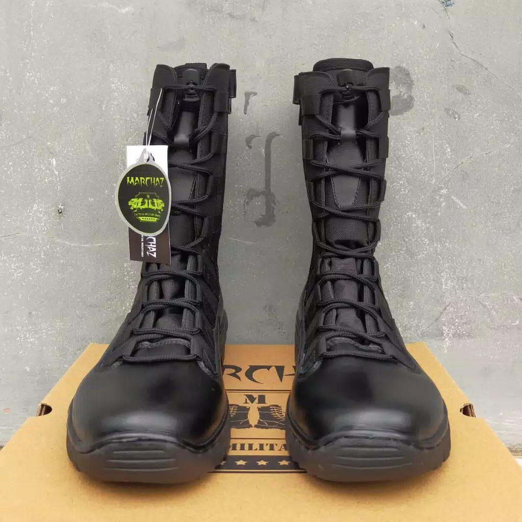 Sepatu PDL Ninja Kulit Asli MARCHAZ Sepatu PDL Tni Polri Security Satpam Sepatu Boots Kulit Asli