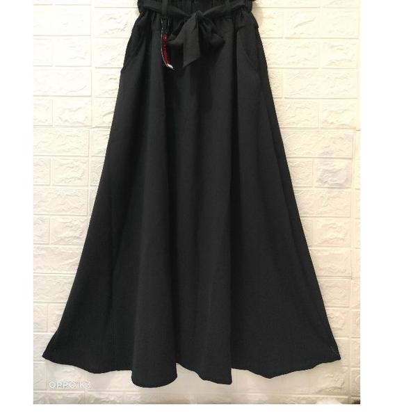 Barang Pilihan.. Rok payung polos panjang  bahan jetblack/rok hitam premium/rok lebar/rok wanita bah