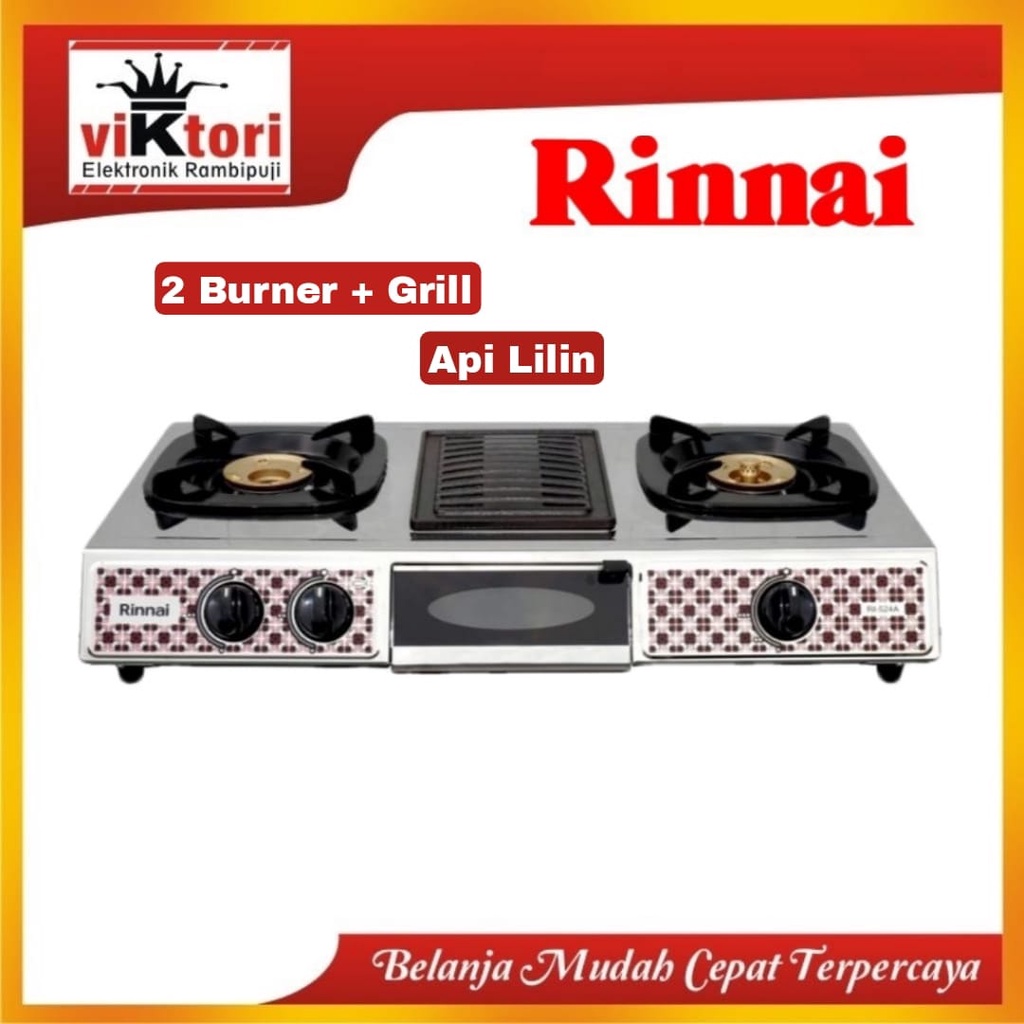 KOMPOR RINNAI RI524A / RINNAI KOMPOR GAS GRILL / RINNAI 3 TUNGKU