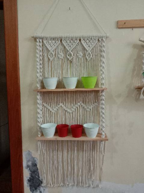 READY STOK) macrame rak susun wand/ rak buku/ macrame ambalan