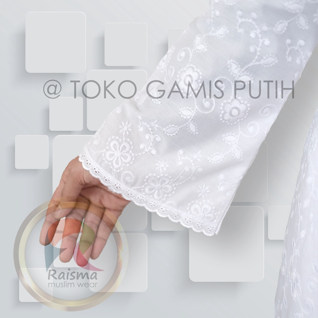Raisma - Baju Ihrom Perlengkapan Umroh Haji Wanita Bahan Katun Ada Bukaan Knacing depan-4