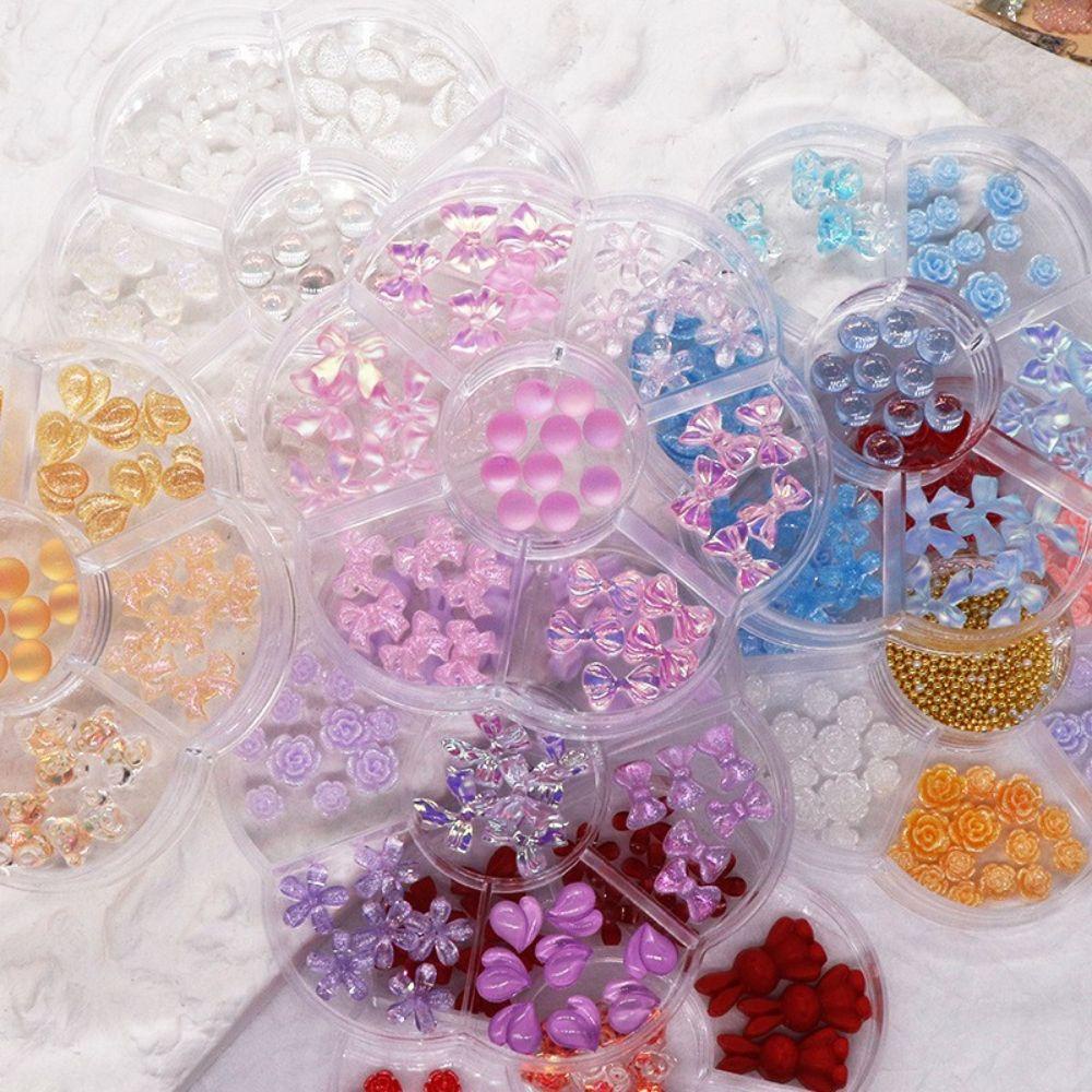Mxbeauty Hiasan Nail Art Beruang Gaya Korea DIY Bahan Bunga Ikatan Simpul Peach 3D Nail charms