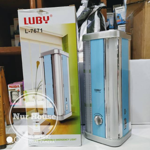 lampu cas led emergency luby 7671 dengan usb charger