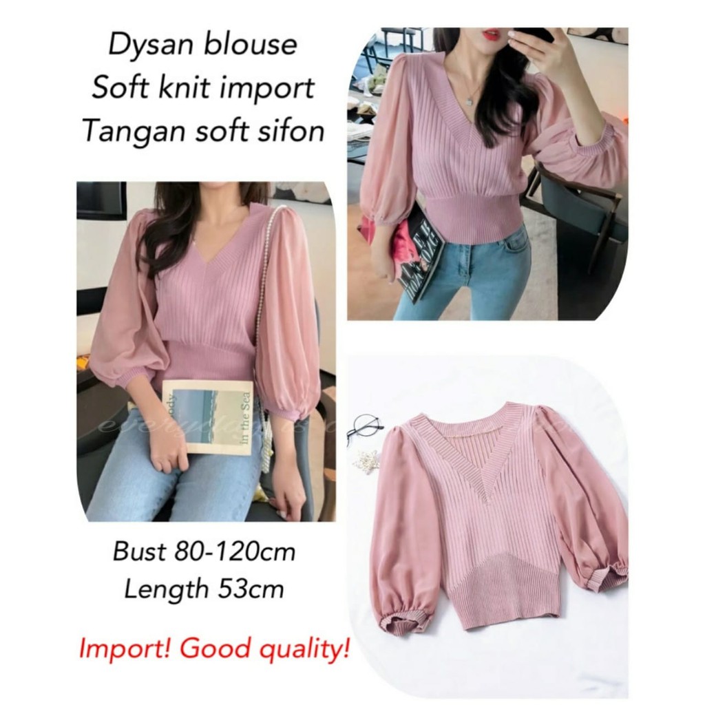 Baju Atasan Wanita Terbaru 2021 Baju Atasan Blouse Model Kekinian Dysan Blouse 8663 Knit Shopee Indonesia