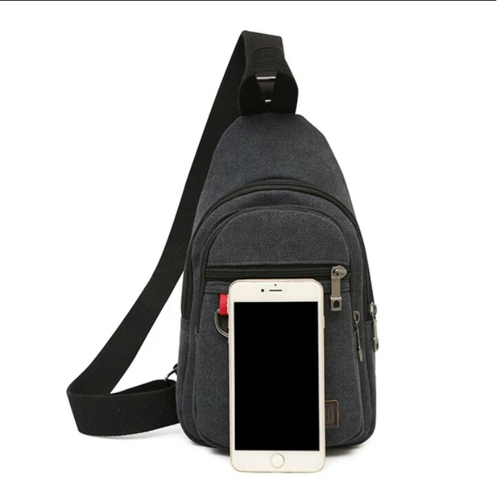 Tas selempang waisbag kanvas pria dan wanita tas fashion pria