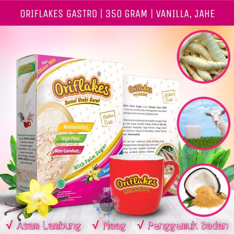 Oriflakes Gastro 350gr / Maag Asam Lambung GERD / Sereal Umbi Garut-2