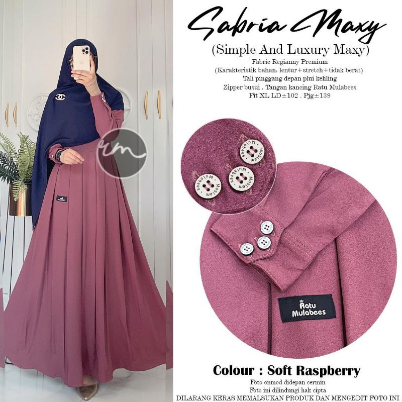 Sabria Maxy Ori Berlabel Ratu Mulabees / Gamis Syari Busui Zipper Ld 102 Pj 140