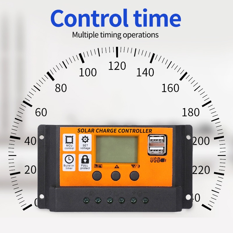 PWM Solar Charge Controller 30A/50A/60A/100A with Dual USB Port 12V /24V LCD Display