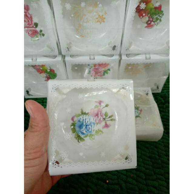 SOUVENIR PERNIKAHAN ASBAK MELAMIN KEMASAN MIKA / SOUVENIR ASBAK KEMASAN BOX