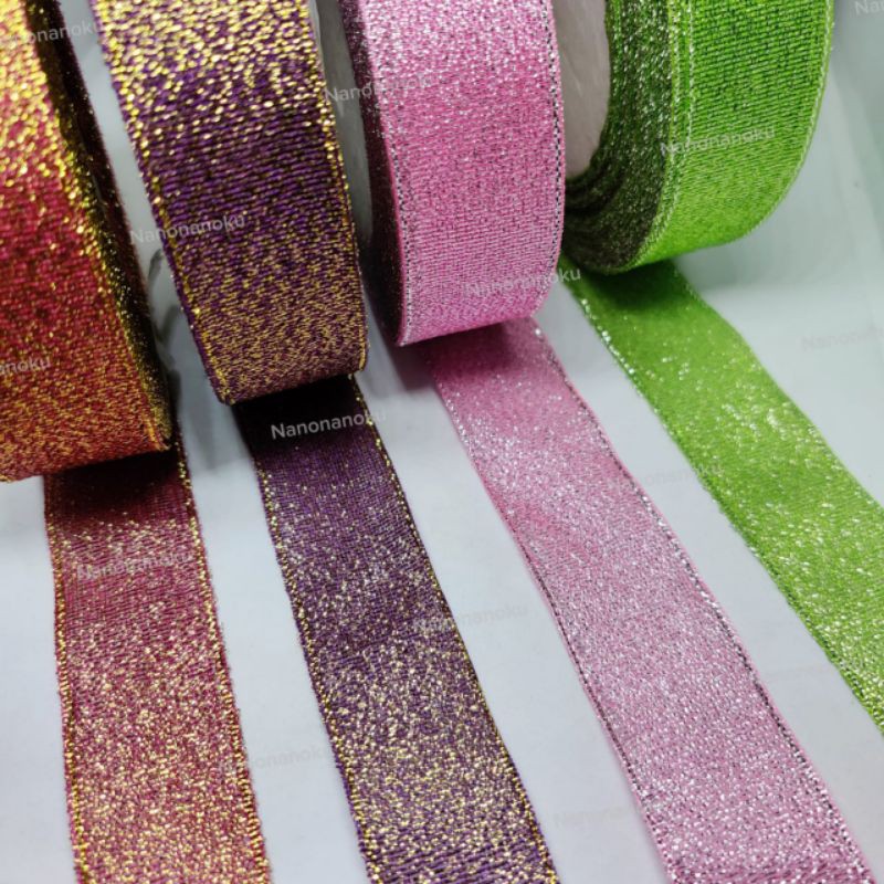 Pita Glitter Warna 1 inch (2,5cm) Hampers Souvenir Kado Buket