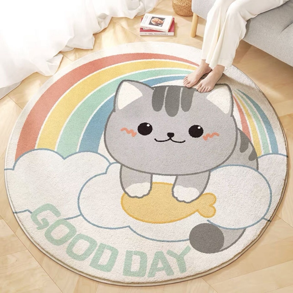 UM046 Karpet Bulu Cashmere Bulat Minimalis Diameter 100cm/Karpet Bulu Bulat Modern