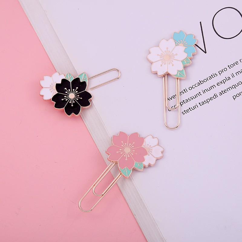 Korea Japanese Sakura Bookmark Paper Clip