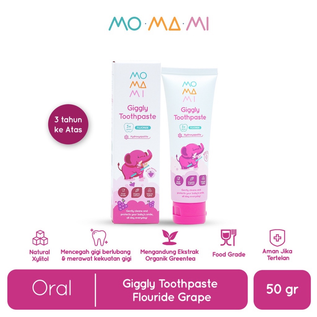 Momami Giggly Toothpaste With Fluoride Grape Pasta Gigi Anak 50gr