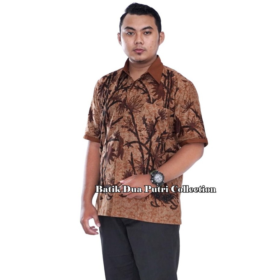 Couple Batik Wanita Dress Batik Kemeja Batik Pria Motif Bambu Coklat By Batik Dua Putri Collection