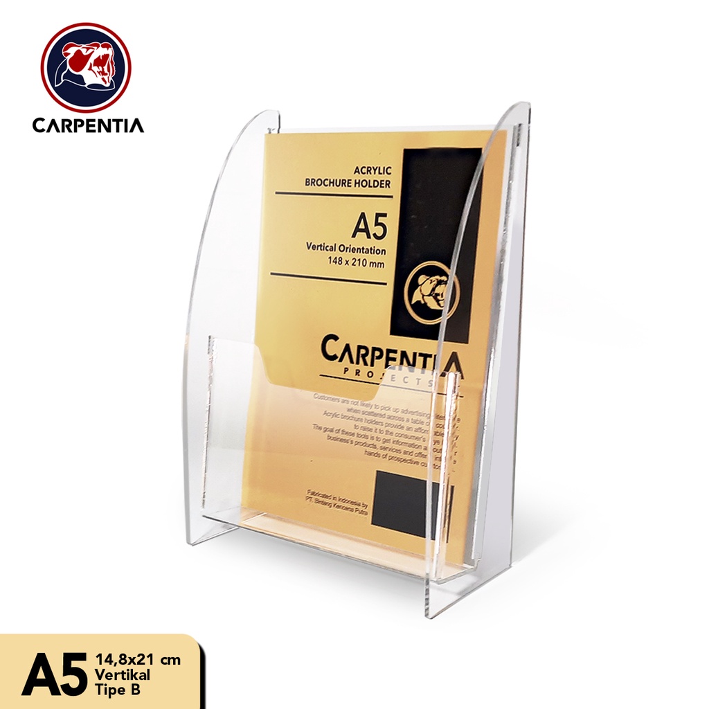 

Carpentia Brochure Holder Acrylic/Tempat Brosur Akrilik - A5 - Tipe B Bening