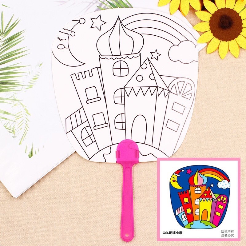 DIY MEWARNAI KIPAS MAINAN EDUKASI CRAFT KERAJINAN TANGAN EDUTOYS SOUVENIR GOODIE BAG HADIAH ULTAH-Building