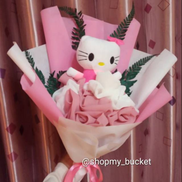 Buket boneka mix kerudung/jilbab/hijab segi empat bella square