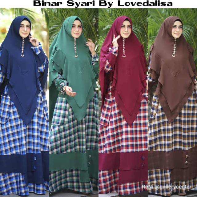 BINAR SYARI Original By Azighah Lovedalisa. Gamis set for daily wear katun motif chic superr adem
