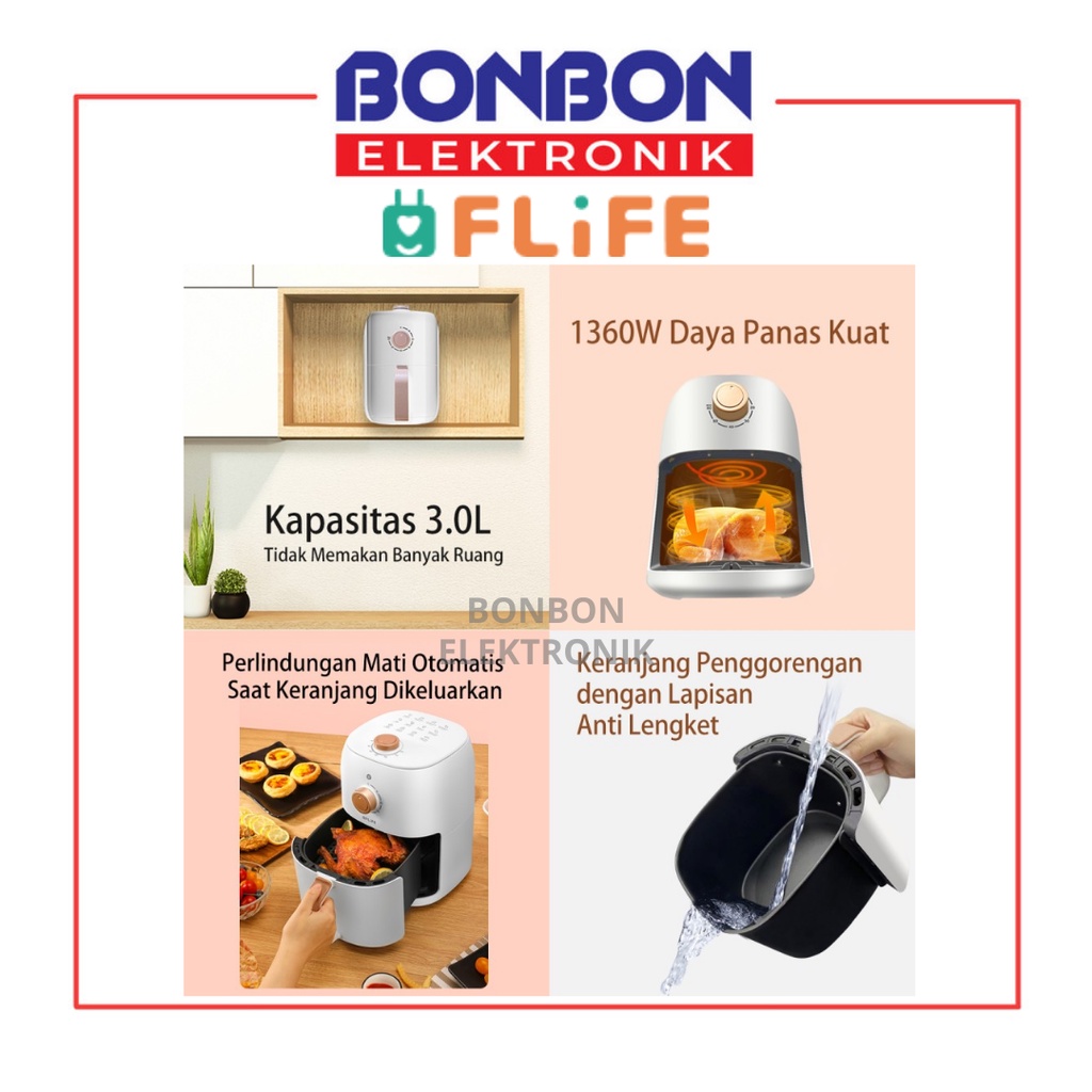 FLIFE Air fryer FC-14AF01 3 L - Mesin Penggoreng tanpa minyak 3L