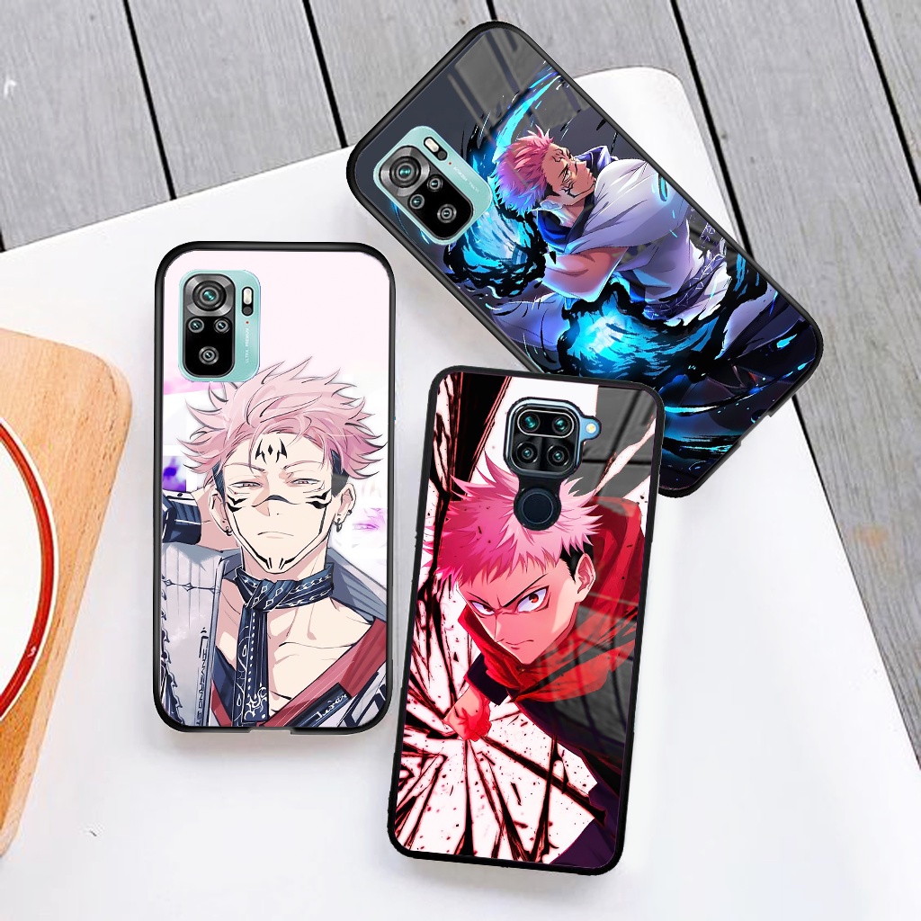 (RM40) CASE GLOSSY XIAOMI REDMI NOTE 5 6 7 8 9 10 10S PRO | CASE HAPE MOTIF SUKUNA ANIME JUJUTSU KAI