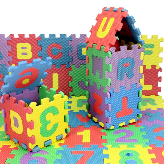 Puzzle Huruf Alphabet &amp; Angka 36PCS Mainan Edukasi Merakit Anak Foam