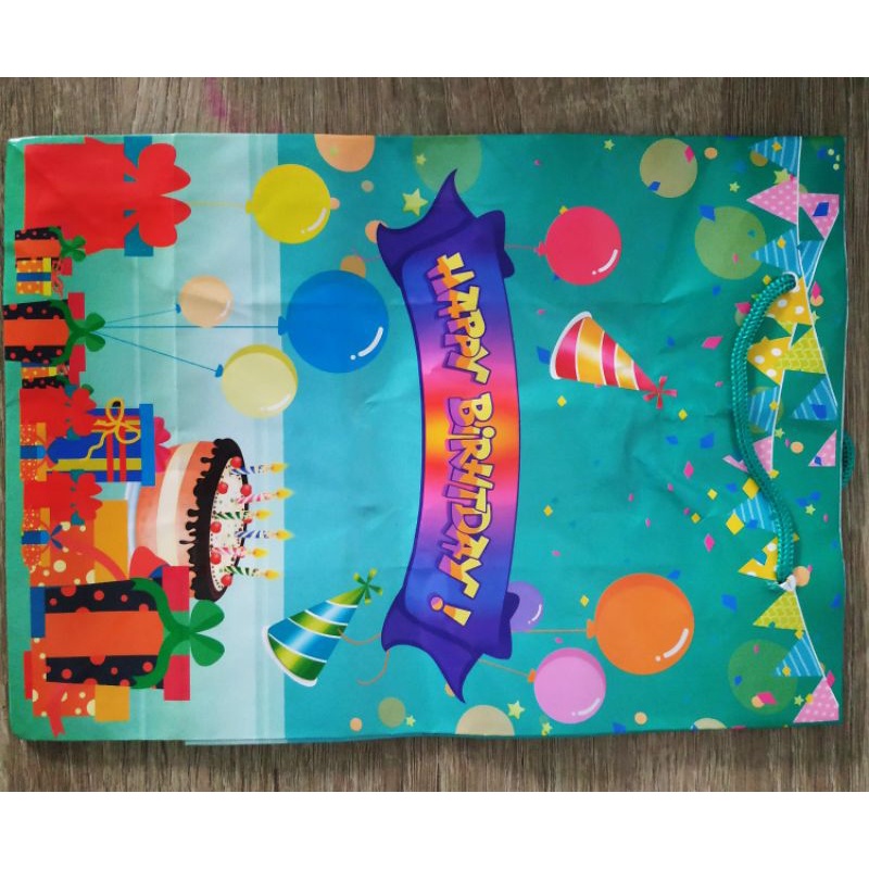 1Lusin tas ulang tahun paper bag goodie bag ulang tahun cprak HBD dan Polkadot-1