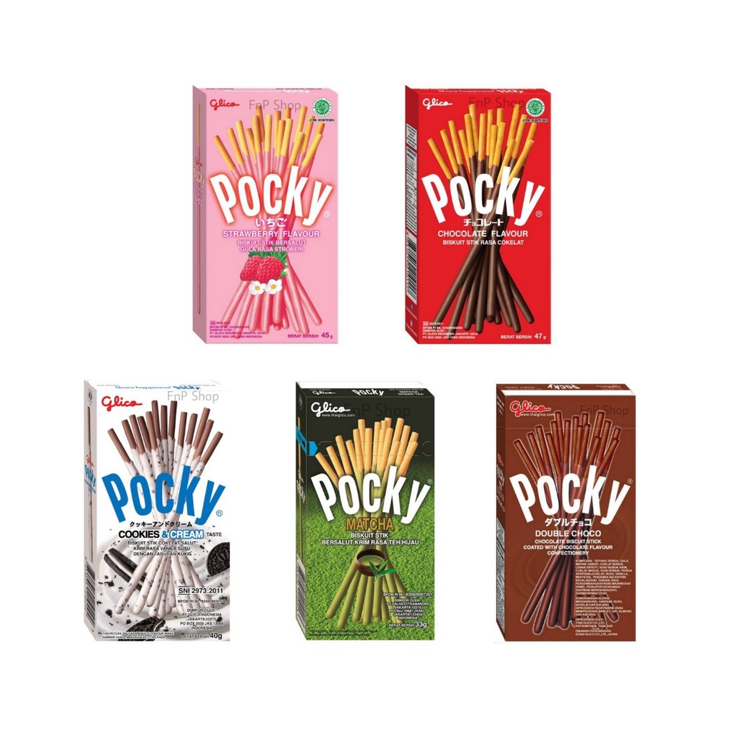 

Glico Pocky All Variant | Chocolate | Strawberry | Double Choco | Matcha | Cookies & Cream