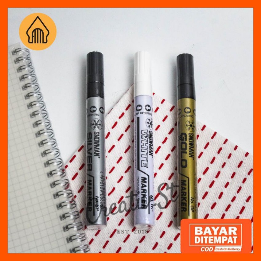 

Spidol Snowman besar warna emas, perak dan putih (permanent)