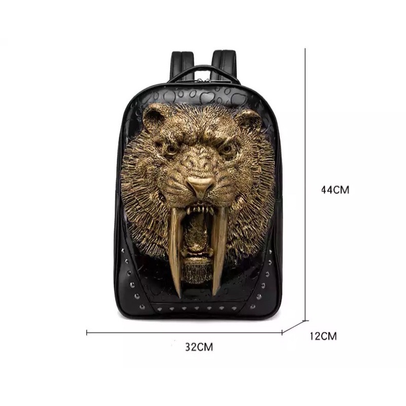 TAS RANSEL IMPORT PRIA WANITA TIGER 3D LEATHER ROCK PUNK ASIA EROPA AMERIKA