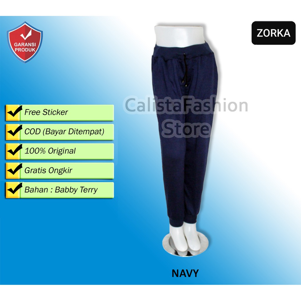 COD Celana Joger Wanita PREMIUM | GYM Sport Jogger Pants Navy Cewek | Baby Terry Tebal Melar Adem