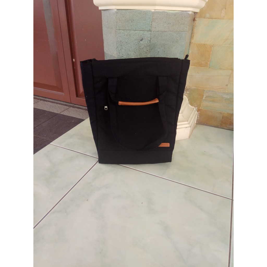 TAS LAPTOP UNISEX MULTIFUNGSI 3 WAYS RANSEL/JINJING/TOTEBAG HEEJOU NORDIA BLACK