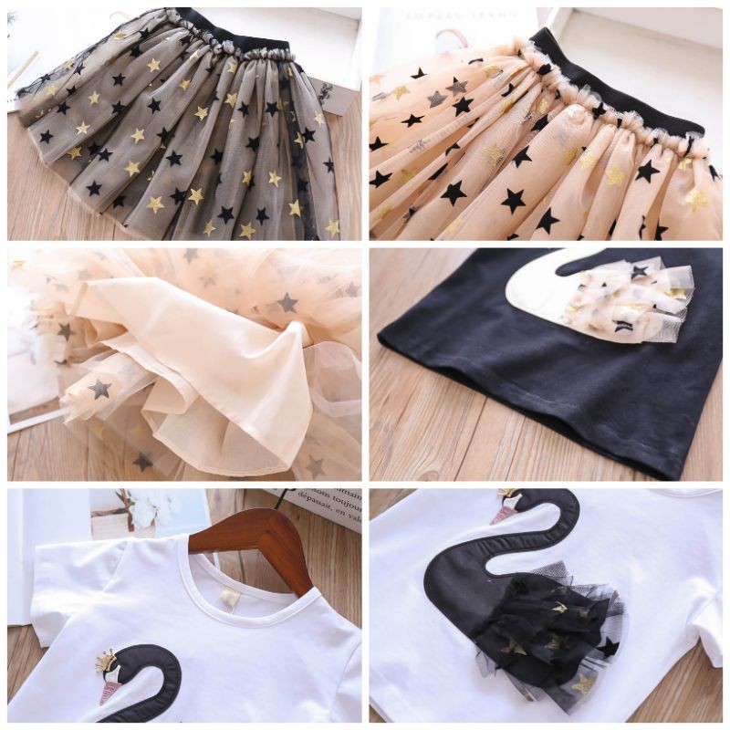 1-8TAHUN DRESS PESTA KUDAPONI ANAK LENGAN PANJANG/GAUN PESTA ANGSA ANAK LENGAN PENDEK PREMIUM IMPORT