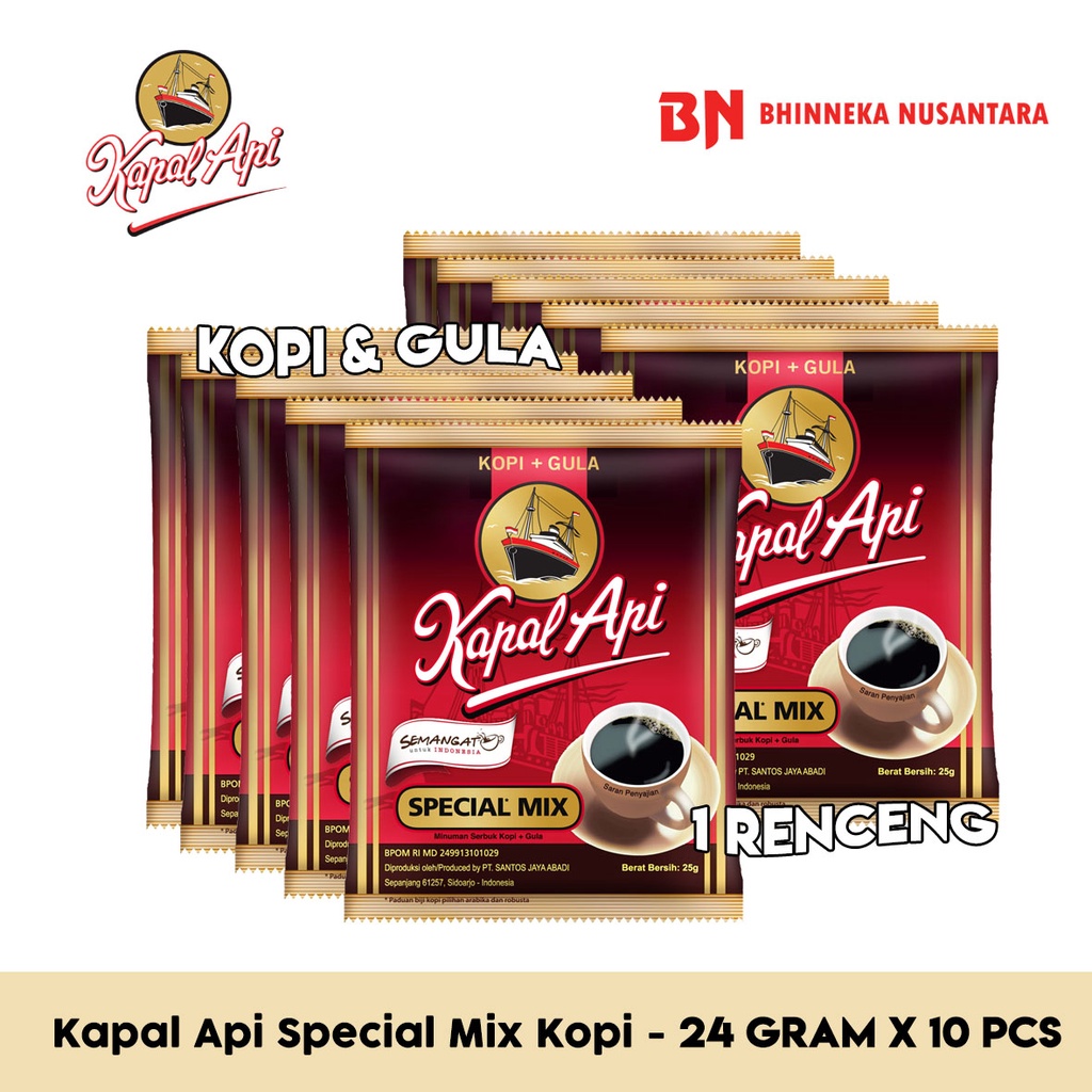 

Top Coffee / Tubruk Cap Gadjah / Kapal Api | Special Mix Kopi Instan Bubuk - 10 Sachet