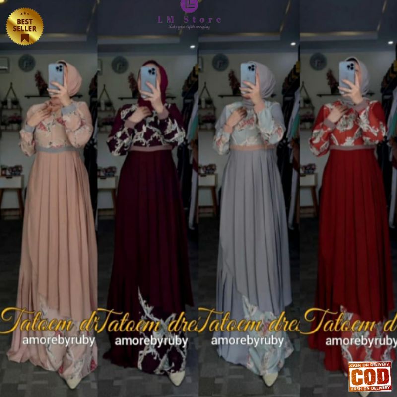 GAMIS TERBARU DRESS TATOEM GAMIS TATUM ORIGINAL AMORE BY RUBY FASHION MUSLIM BAJU LEBARAN 2022