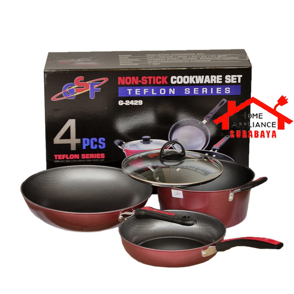 Panci Wajan Set Penggorengan Non Stick Anti Lengket 4 PCS GSF G-2429 / G2429 / G 2429